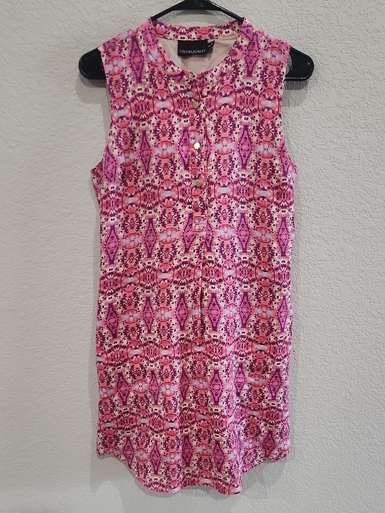 Cynthia Rowley Dresses & Skirts - Cynthia Rowley Pink Geometric Sleeveless Shift 100% Linen Designer Colorful Dres